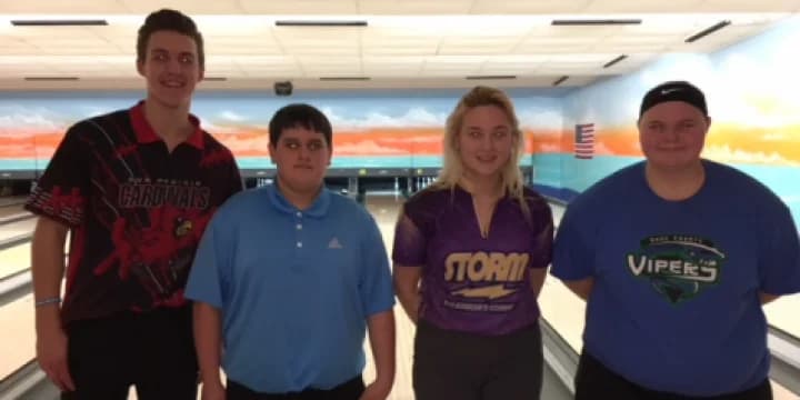 Andrew Olson, Stephanie Handford, Kegan Kurowski, Maddie Weasner take top spots, Olson, Zach Davidson, Dawson Loether fire perfect games in BYBT Masters at Village Lanes