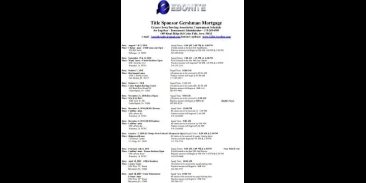Gershman Mortgage new title sponsor for Greater Iowa Bowling Association; 2018-19 schedule again features 2 Fusion Opens