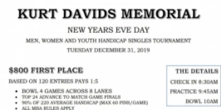 Update: Kurt Davids Memorial New Year's Eve Day Tournament moving to Village Lanes