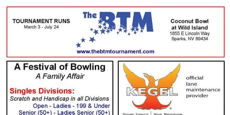 2023 USBC OC side events: BTM tournaments at Coconut Bowl in Sparks, Bowlers Journal Championships and team practice sessions at National Bowling Stadium Center