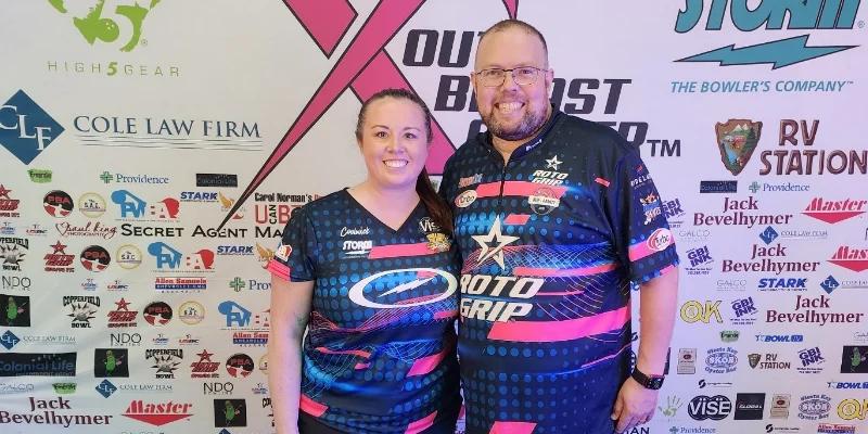 Stuart Williams, Josie Barnes hold 2-pin lead halfway through qualifying at 2023 Storm PBA-PWBA Striking Against Breast Cancer Mixed Doubles — aka The Luci