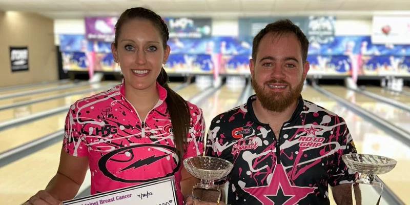 Anthony Simonsen, Danielle McEwan rise from 30th to winning 2023 Storm PBA-PWBA Striking Against Breast Cancer Mixed Doubles — aka The Luci