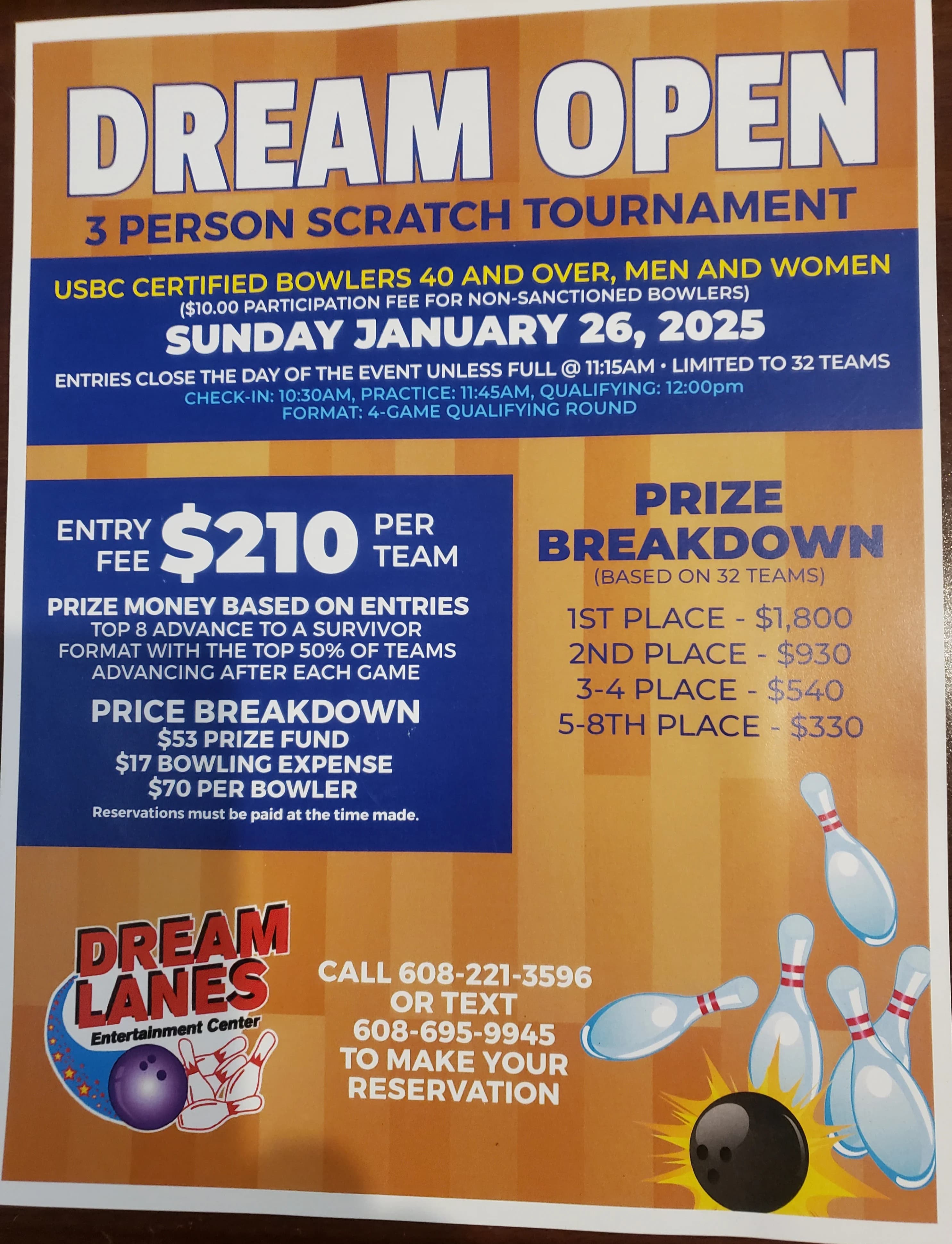 2025 Dream Open Over 40 3-Person tournament