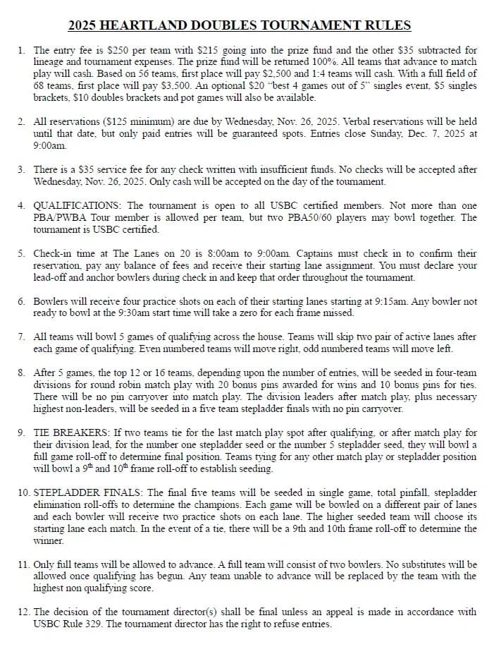 2025 Heartland Doubles rules
