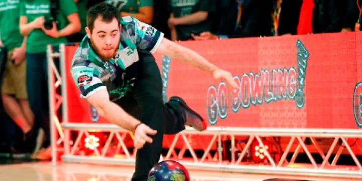 Now a master of short patterns, defending PBA Wolf Open champion Anthony Simonsen takes first-round lead of 2019 Wolf Open