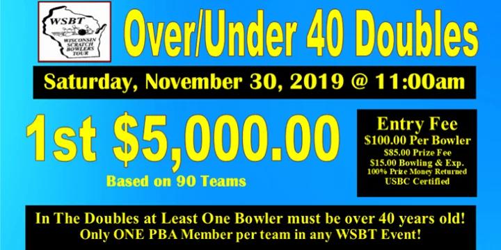 WSBT Over 40/Under 40 Doubles set for Nov. 30 at Revs in Oshkosh