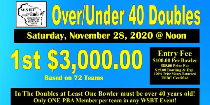 Popular WSBT Over 40/Under 40 Doubles set for Saturday, Nov. 28 at Revs in Oshkosh