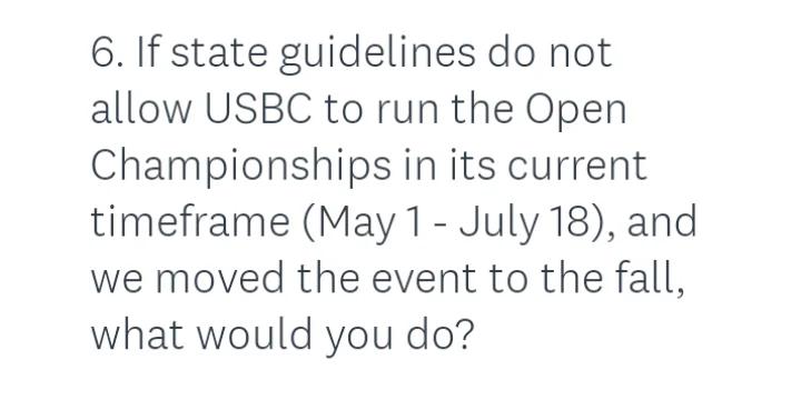  USBC Open, Women's Championships survey of captains asks about COVID-19 topics, moving tournaments to fall